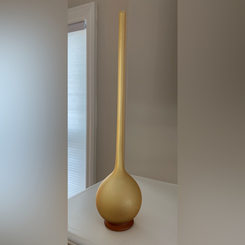 Vtg. Frosted Amber tall bud vase.
